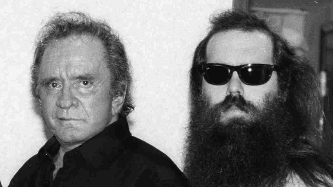 Johnny Cash with producer Rick Rubin in 1997