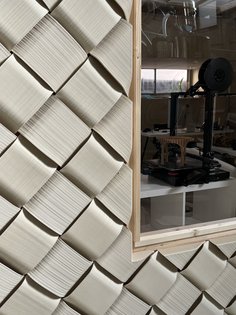 modular 3D printed facade wraps workspace in japan like knit textile
