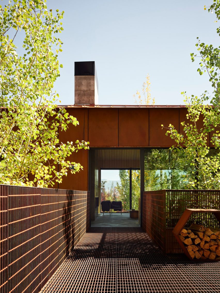 patio in weathering steel house