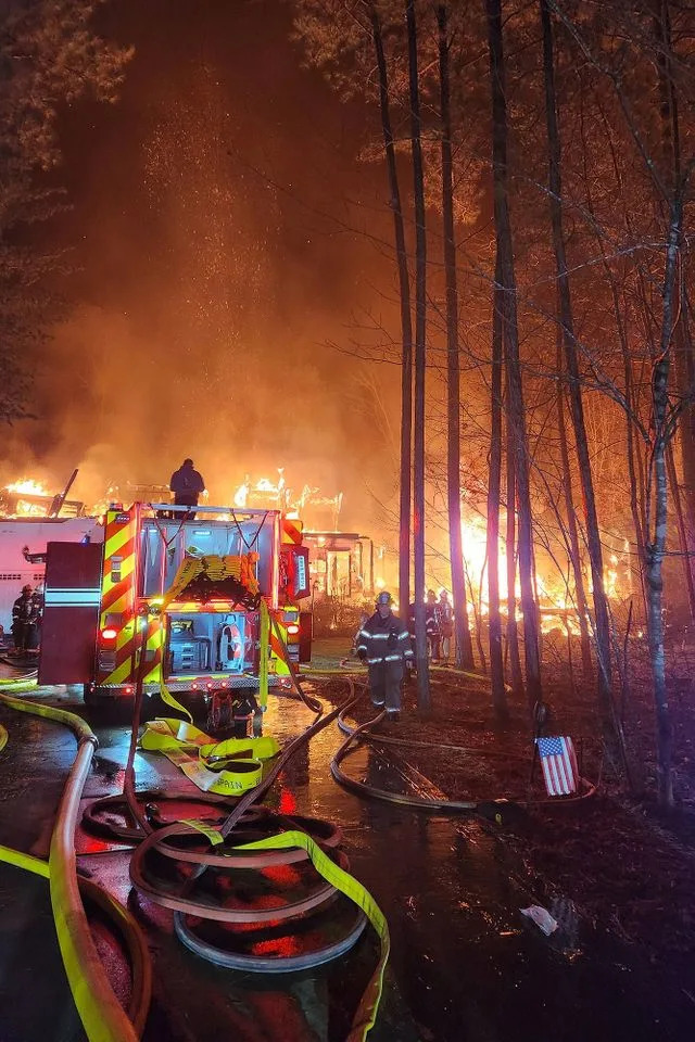 Lucia-Riverbend Fire Department/Facebook Fire at the home of Dennis Hamlin.