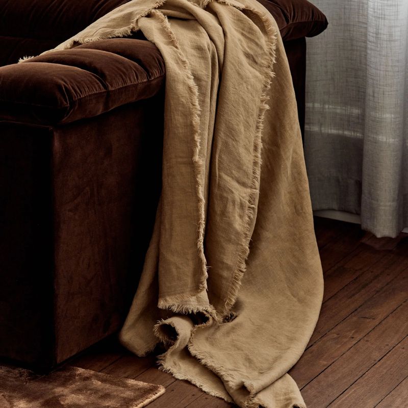 beige throw blanket