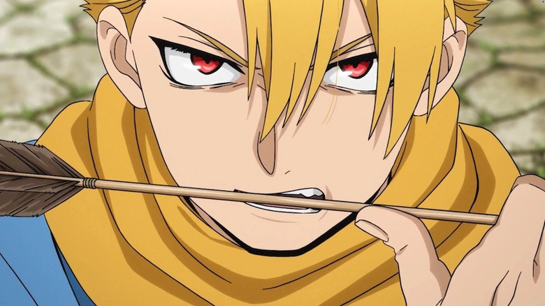 Yuru holding an arrow in his teeth in Daemons of the Shadow Realm