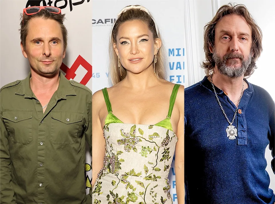 <p>Matt Bellamy, Kate Hudson & Chris Robinson</p>