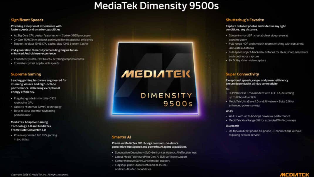 MediaTek Dimensity 9500s SoC