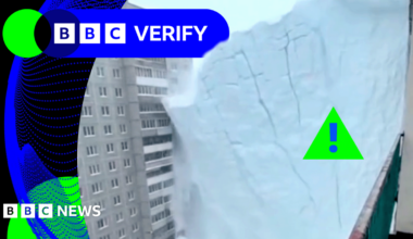 BBC Verify: Videos of huge snow wall in Russia's Kamchatka made with AI