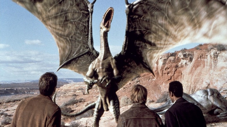A fearsome winged beast roars in Evolution (2001)