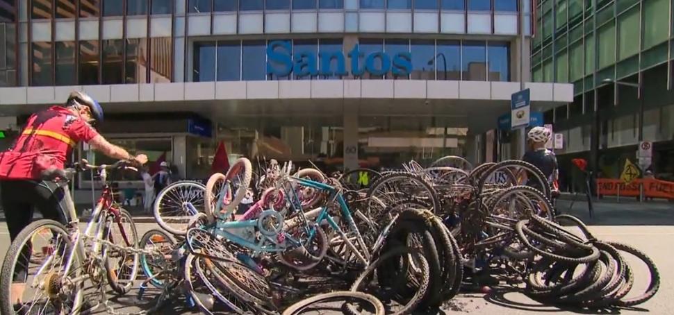 Extinction Rebellion Santos Tour Down Under protest