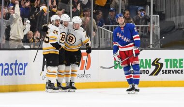 Khusnutdinov scores 4, Zacha gets 3 for 1st NHL hat tricks, Bruins ease past Rangers
