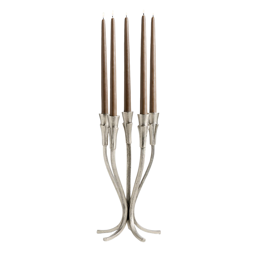 Peutre Antique Pewter Aluminum Taper Candelabra by Jeremiah Brent