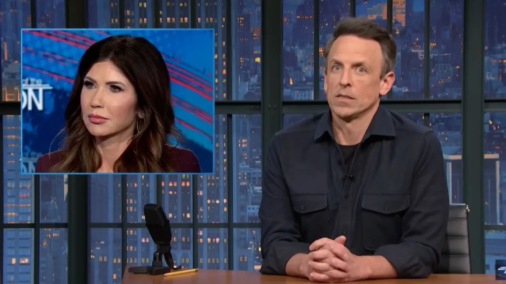 Seth Meyers Marvels at Kristi Noem’s ‘Short Circuit’ When Confronted With Double Standard Toward Protestors | Video