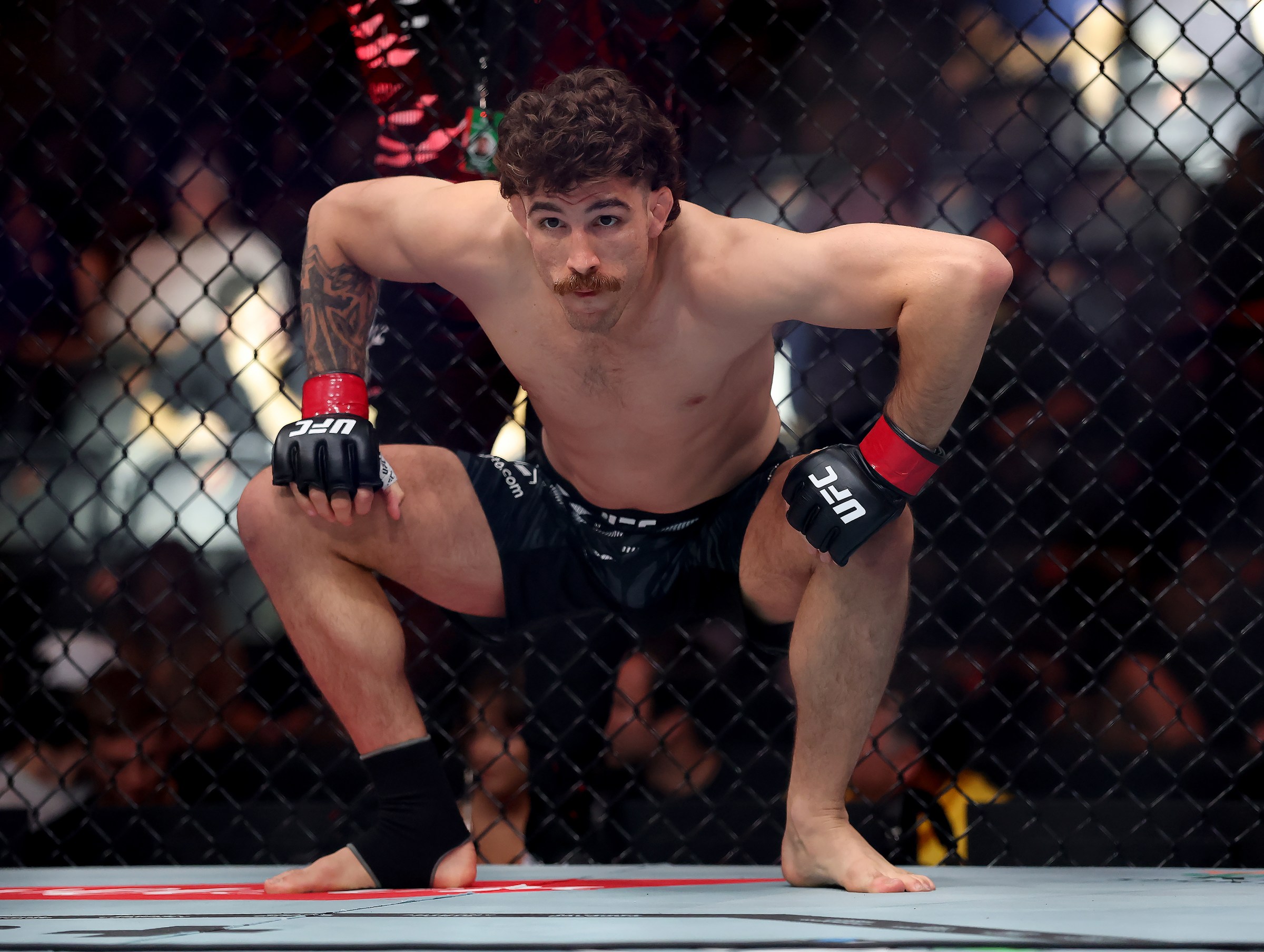 NEWARK, NEW JERSEY - JUNE 07: Quillan Salkilld of Australia prepares for the lightweight bout against Yanal Ashmouz of Israel during UFC 316 at the Prudential Center on June 07, 2025 in Newark, New Jersey. (Photo by Elsa/Getty Images)