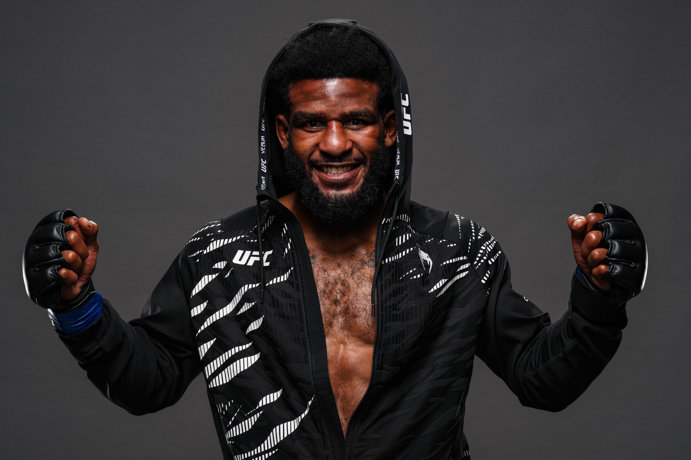 LAS VEGAS, NEVADA - JUNE 28: Jacobe Smith poses for a portrait after his victory during the UFC 317 event at T-Mobile Arena on June 28, 2025 in Las Vegas, Nevada. (Photo by Mike Roach/Zuffa LLC)