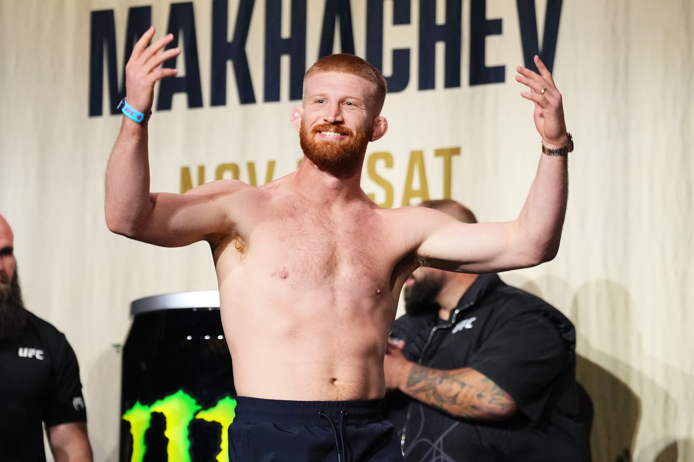 NEW YORK, NEW YORK - NOVEMBER 14: Bo Nickal walks on stage during the UFC 322 ceremonial weigh-in at The Theater at Madison Square Garden on November 14, 2025 in New York City. (Photo by Jeff Bottari/Zuffa LLC via Getty Images)
