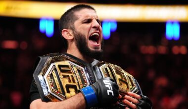 Islam Makhachev and Kamaru Usman face off backstage at UFC 324