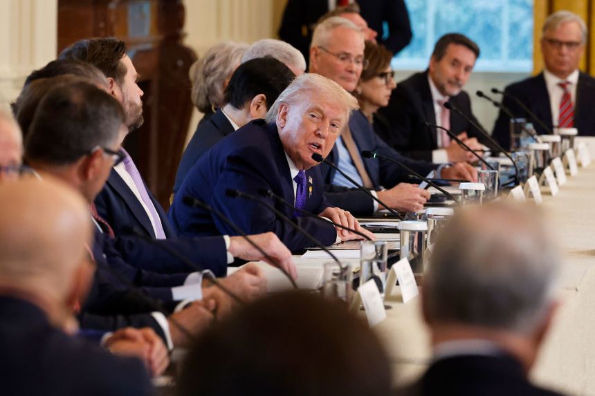 President Donald Trump speaks during a meeting with oil and gas executives in the East Room of the White House on Friday, January 9, in Washington, DC.