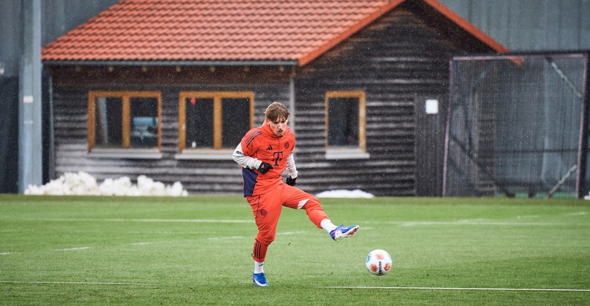 Overdrive: Bayern Munich’s Lennart Karl is balancing a wild life