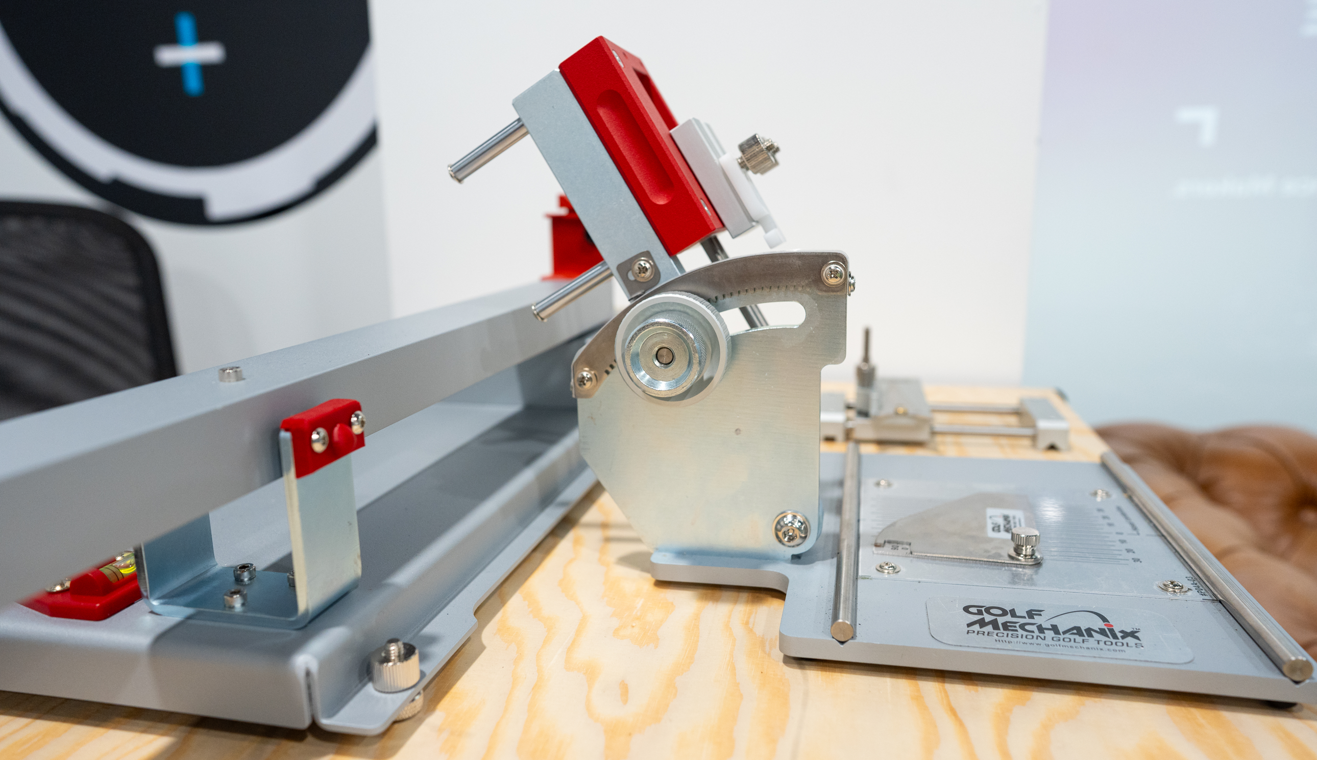 A close-up of a golf measuring device