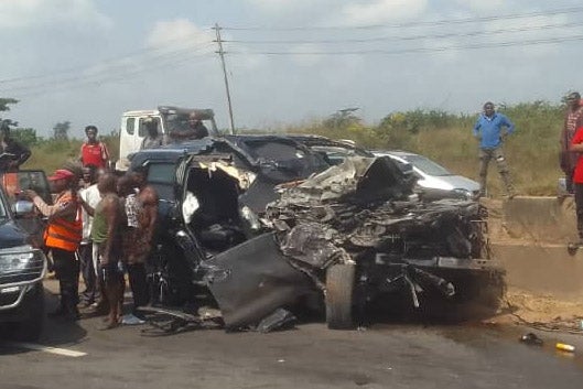 A car believed to have been Joshua’s in Monday’s crash