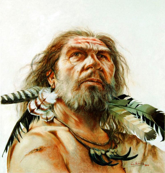 Denisovans were probably dark-skinned, unlike the pale Neandertals. The picture shows a Neanderthal man. Image credit: Mauro Cutrona.