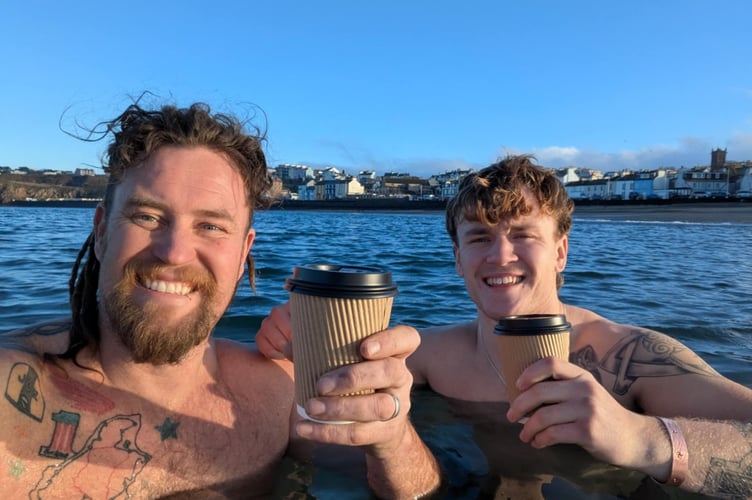 Juan and his son Harvey off Peel Beach