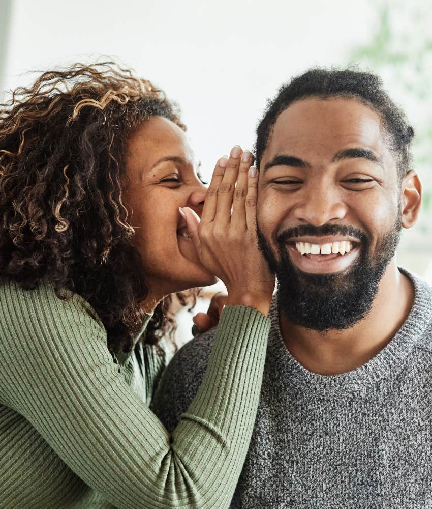 Surprised man listens to woman's secret showing songs missed meaning