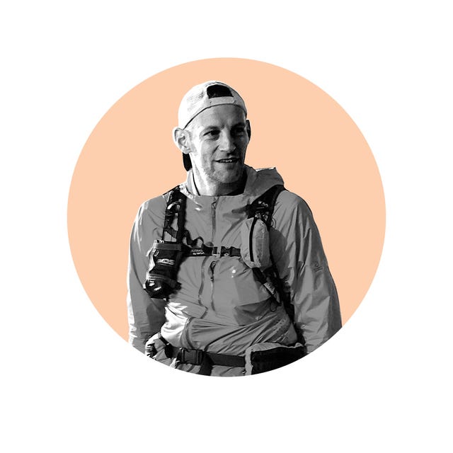 person dressed for outdoor activities with gear