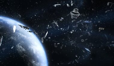 illustration of debris in orbit around Earth