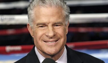 Jim Lampley speaking during a boxing broadcast.