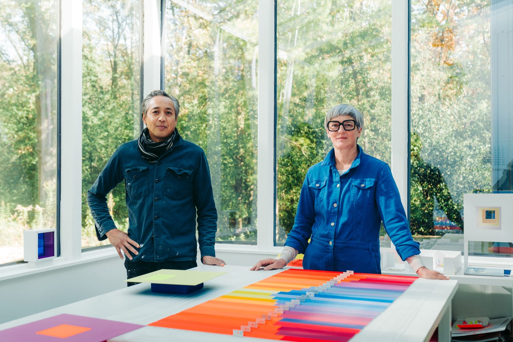 a portrait of Sean Gallero and Petra Bachmeier in their studio