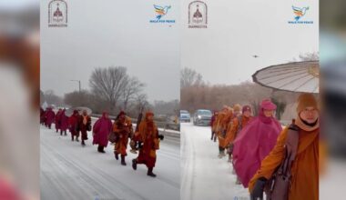 Monks brave snow, sleet while making way out of Wake County :: WRAL.com