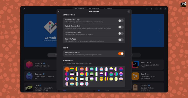 Bazaar settings showing Verified Results only toggle and progress bar colour options.
