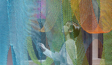 luminous layers of wire mesh weave tea ceremony house by moriyuki ochiai