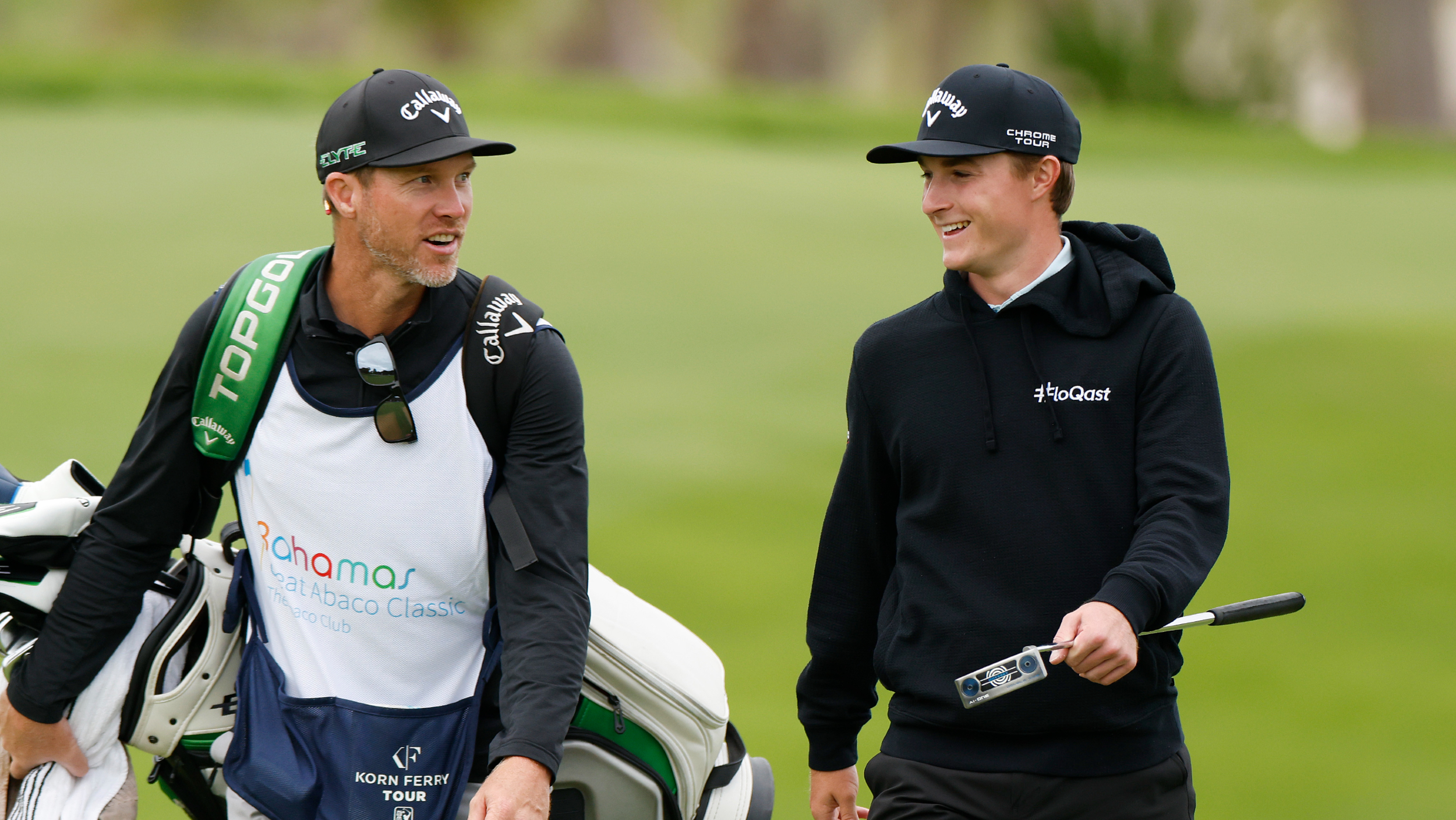 Blades Brown and his caddie at the Bahamas Great Abaco Classic