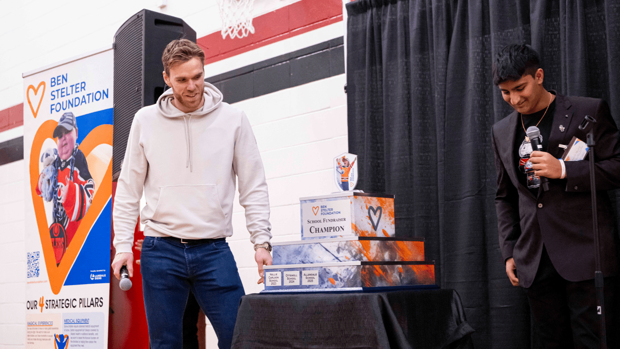 McDavid visits junior high as impact of Ben Stelter School Fundraiser continues to grow