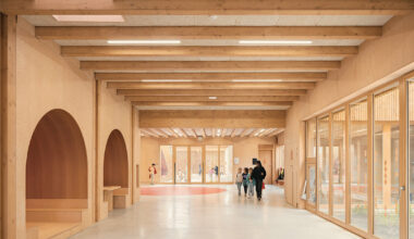 le penhuel & associés designs french school with ubiquitous wooden interiors