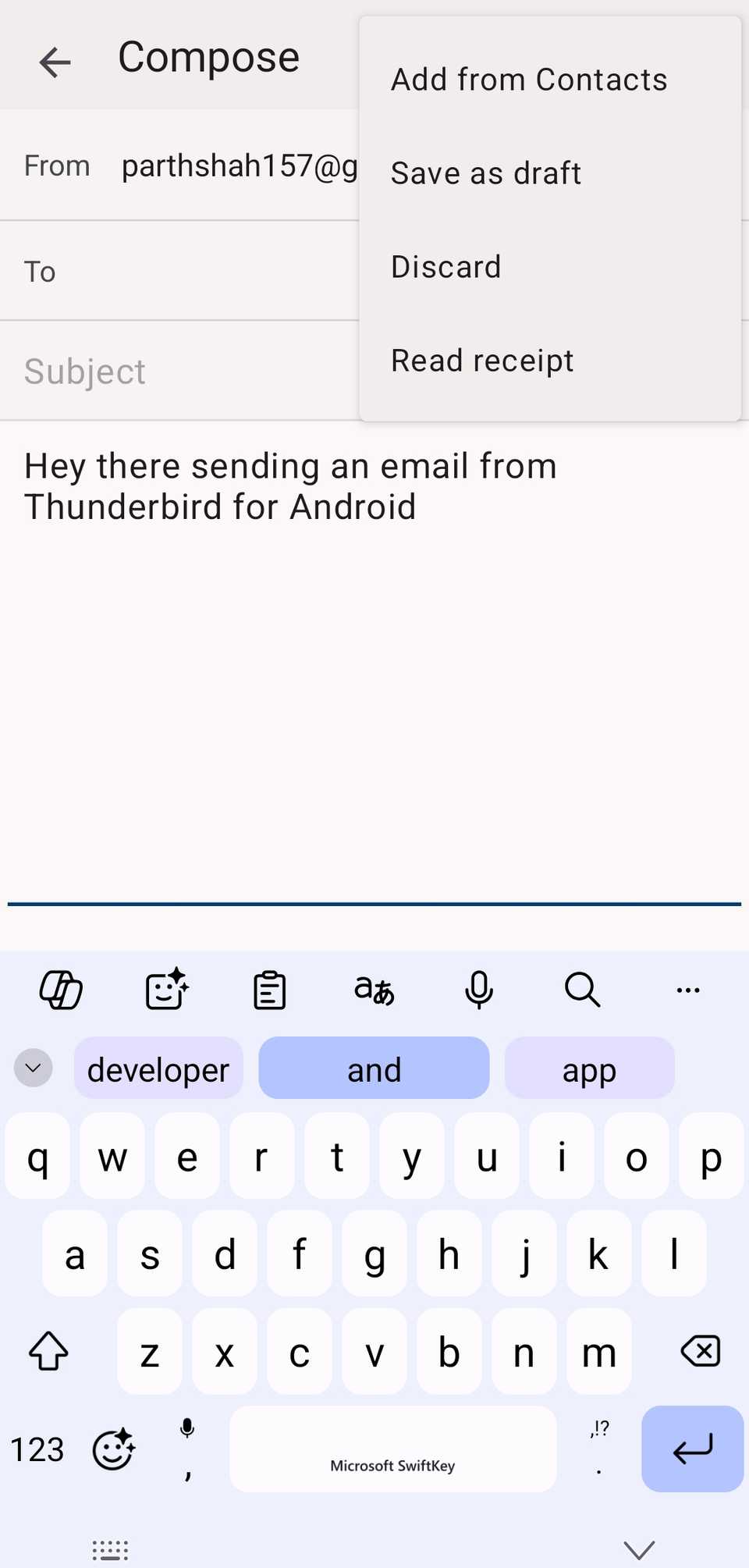 Thunderbird draft an email