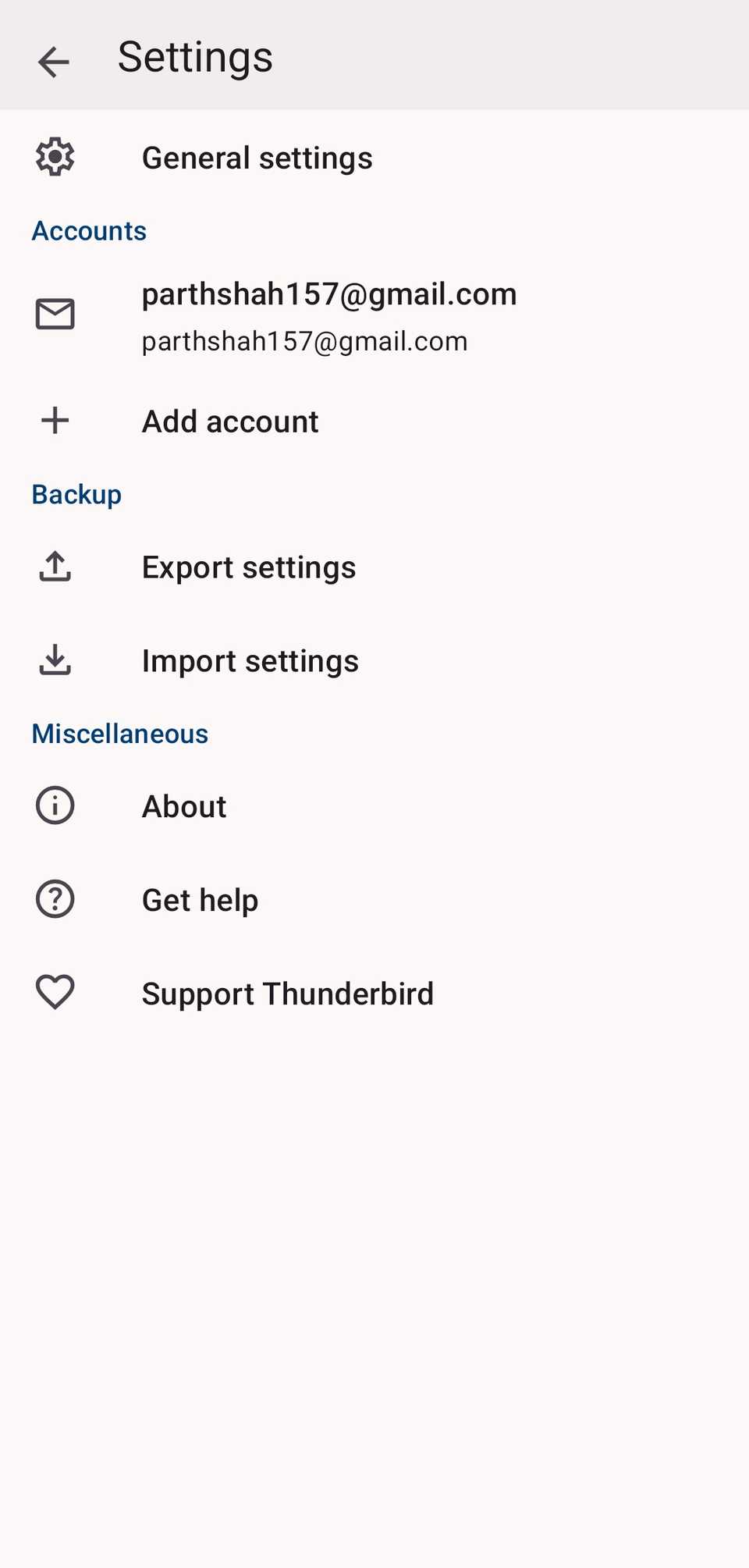 Thunderbird settings