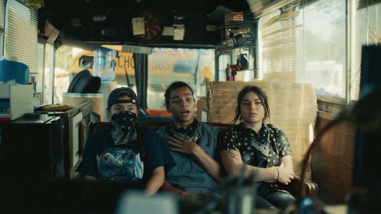 Willie Jack (Paulina Alexis), Bear (D'Pharoah Woon-A-Tai), and Elora (Devery Jacobs) explain themselves on Reservation Dogs