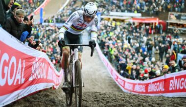ZONHOVEN BELGIUM DECEMBER 22 Race winner Mathieu Van Der Poel of The Netherlands and Team AlpecinDeceuninck competes during the 28th Zonhoven UCI CycloCross Worldcup 2024 Mens Elite on December 22 2024 in Zonhoven Belgium Photo by Luc ClaessenGetty Images