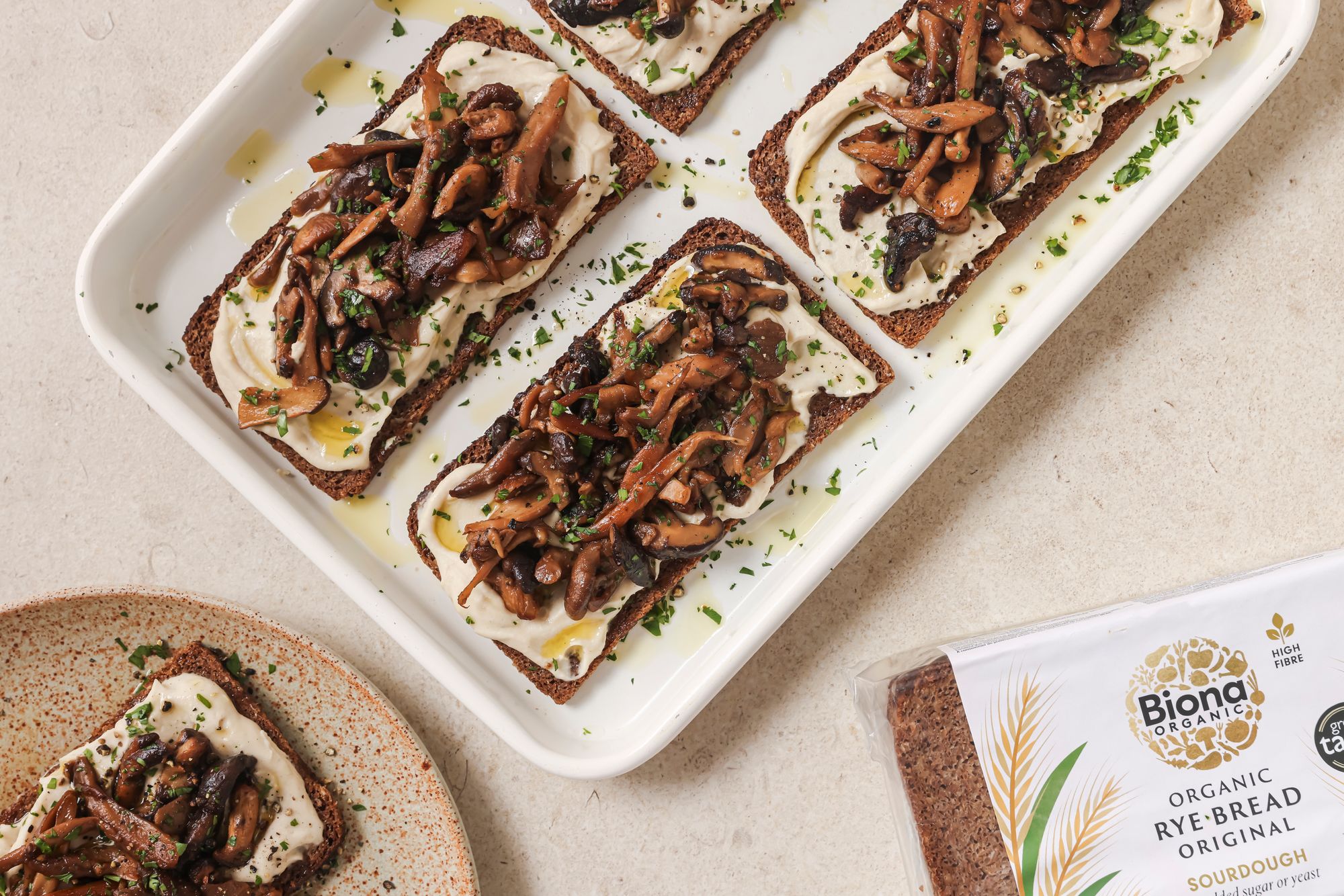 Rye shines in open sandwiches, where its texture and tang hold their own