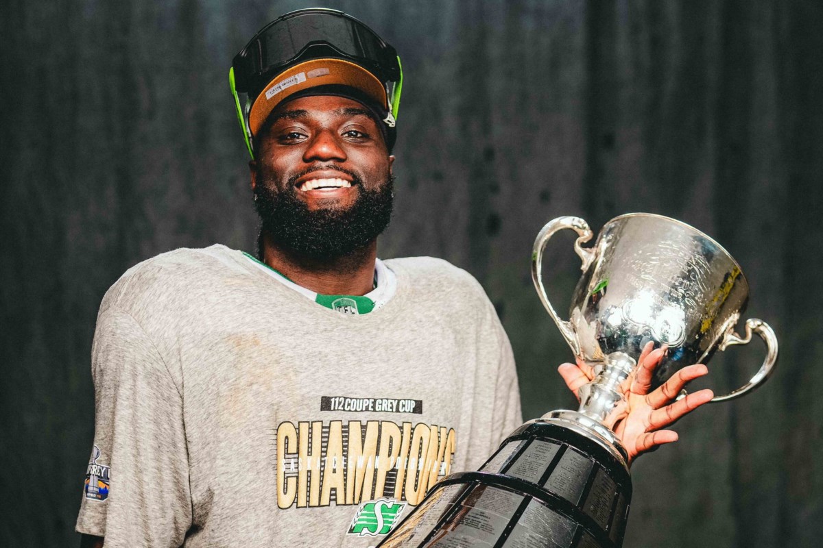 'The Alouettes couldn’t do it, but I’ll do it': Riders' Samuel Emilus plans to eat poutine out of Grey Cup in Montreal