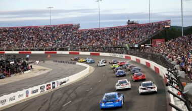 A general view of racing during the NASCAR Cup Series All-Star Race at North Wilkesboro Speedway on May 18, 2025 in North Wilkesboro, North Carolina. (Photo by David Jensen/Getty Images)