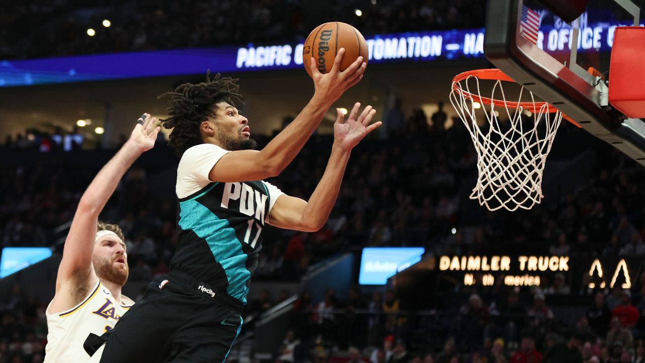 Canada's Sharpe leads Blazers over Lakers, playing without Doncic