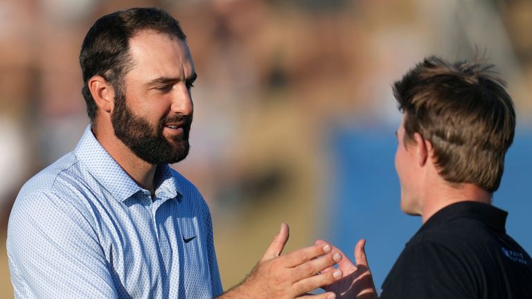 Scottie Scheffler (left) and Blades Brown (right) at The American Express on the PGA Tour (Associated Press)