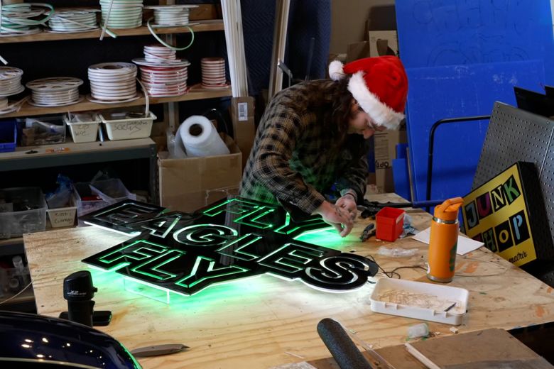 A new LED sign is created for the Philadelphia Eagles tunnel.