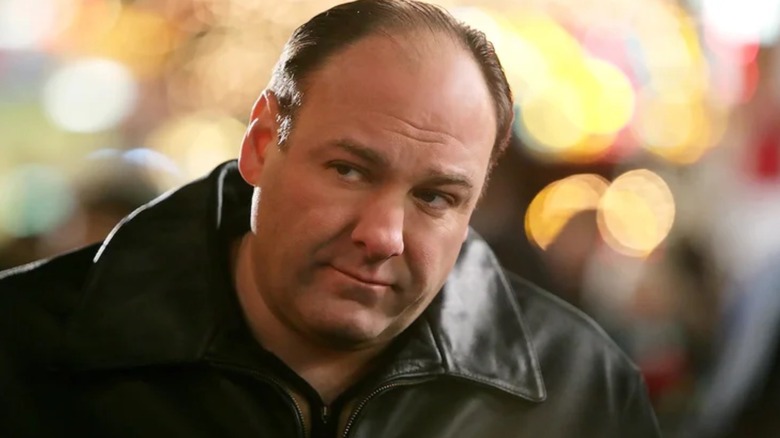 Tony Soprano (James Gandolfini) in a leather jacket in The Sopranos
