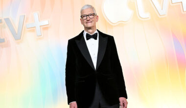 Tim Cook attends Apple TV+'s Primetime Emmy Party Red Carpet at Ysabel on September 14, 2025