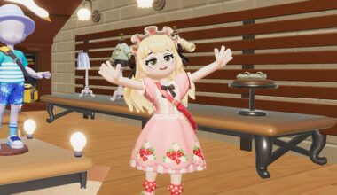 An anime girl spreads her arms.