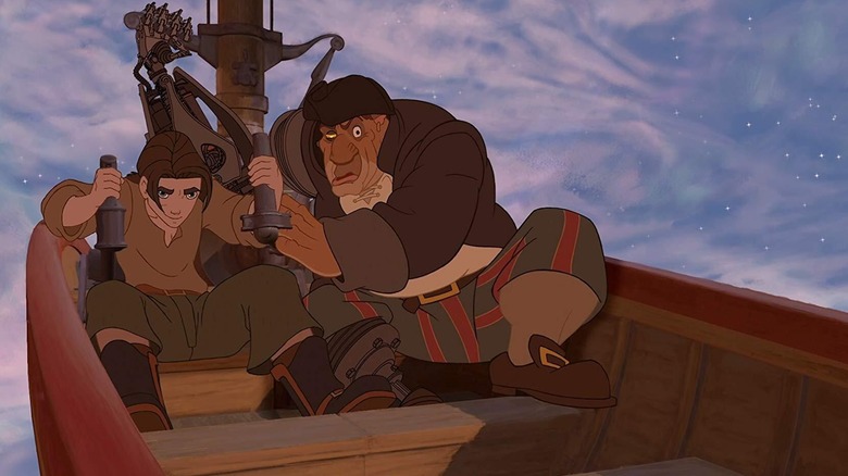 Jim and John Silver steer a space boat