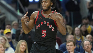 Quickley drops 40-point double-double as Raptors down Warriors
